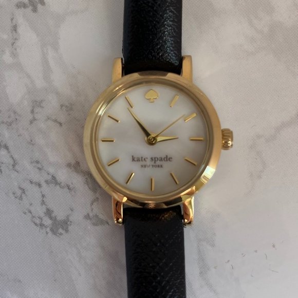 Kate Spade Mother of Pearl Black Leather Watch - Picture 2 of 6